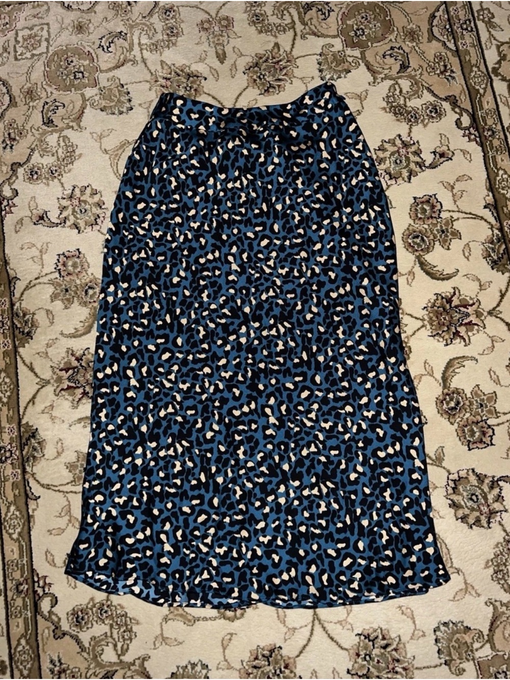 BCBGeneration Women’s Printed Teal Midi Skirt Size 0